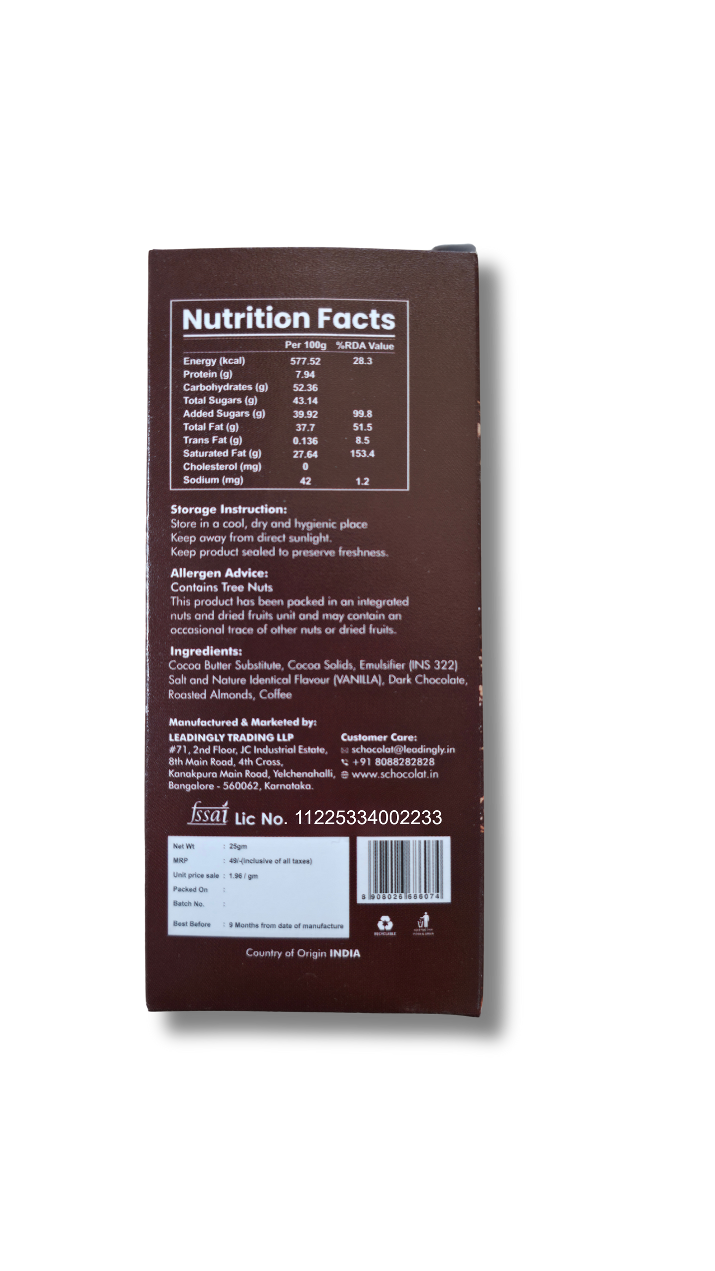 ALMOND COFFEE BAR 25GMS