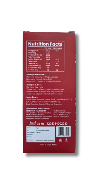 ALMOND CRANBERRY BAR 25GMS