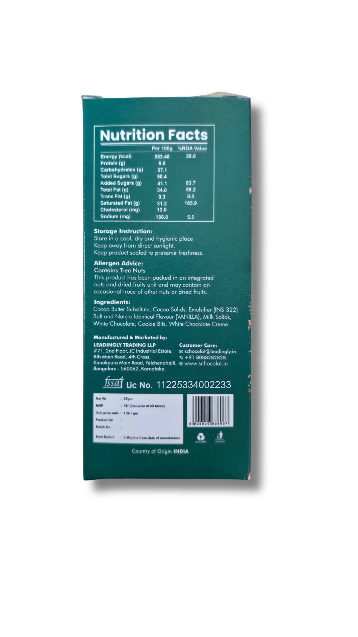 COOKIES AND CREME BAR 25GM