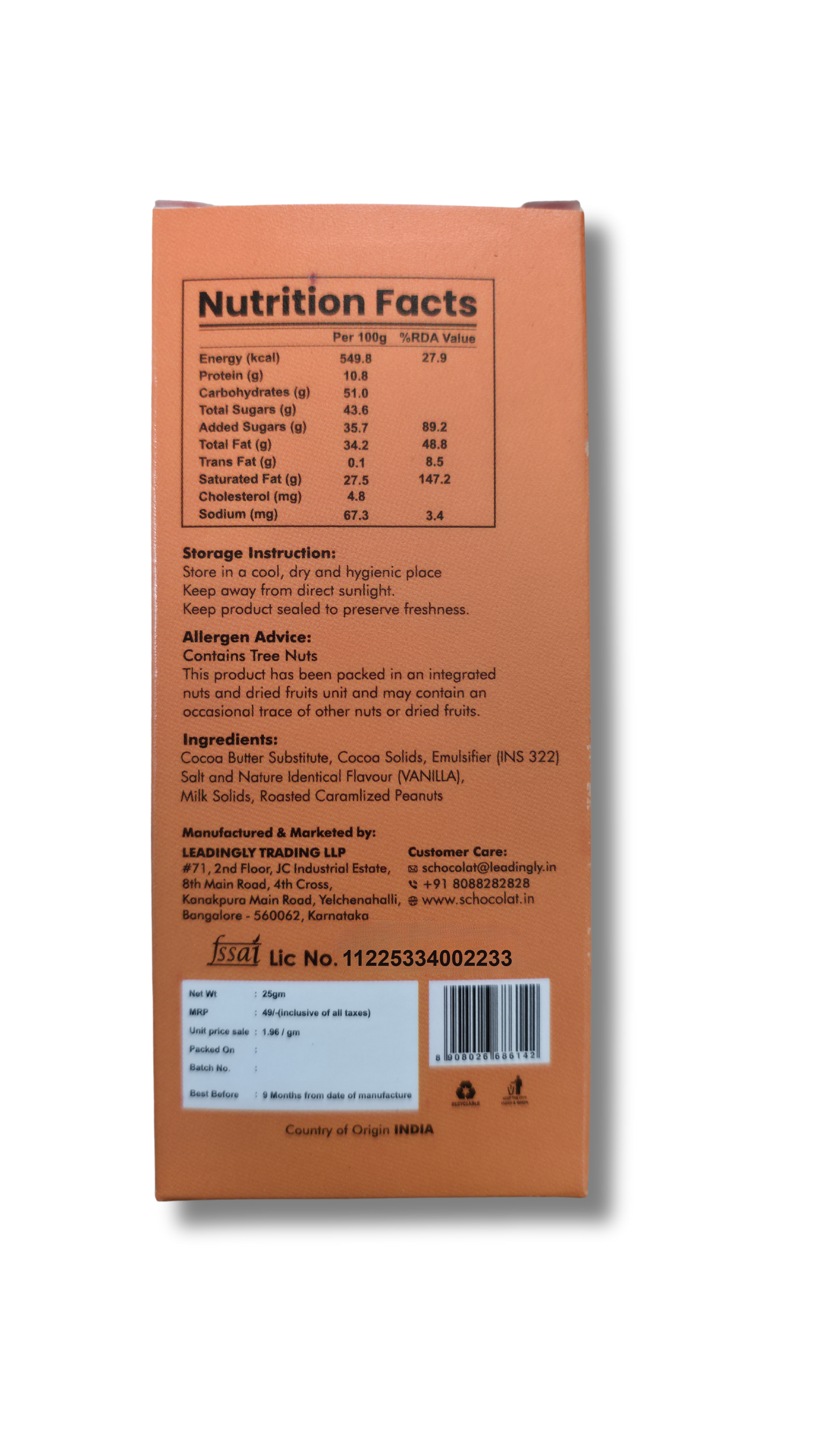 CRUNCHY PEANUT BAR 25GMS